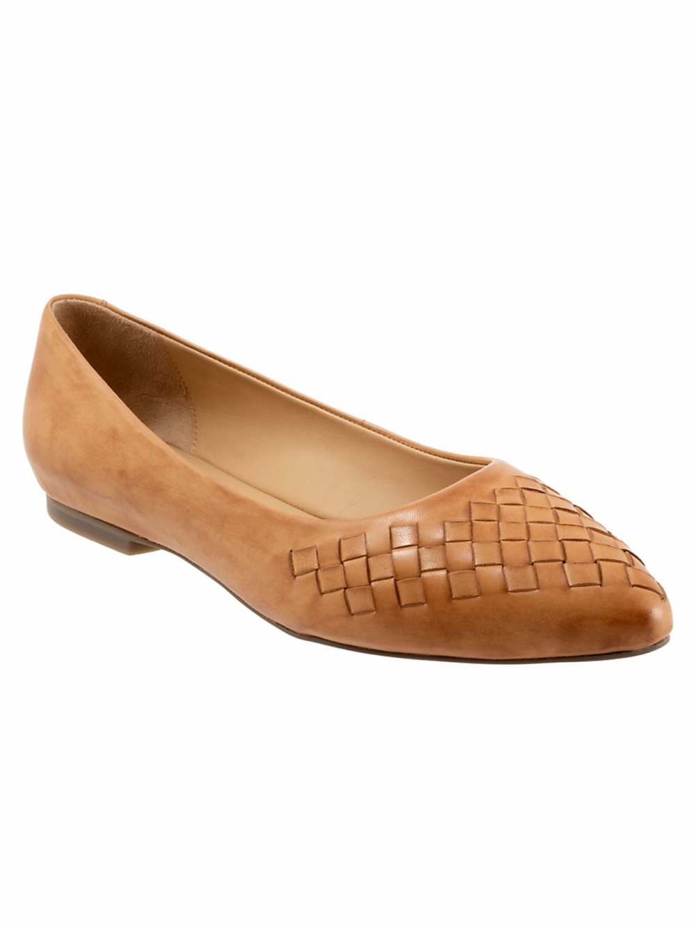 Trotters Tan Estee Woven Leather Pointed Toe Flat Size 6.5 NWOT